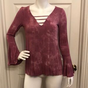 American Eagle Soft & Sexy tie dye pullover long sleeve hippie boho SZ M flare